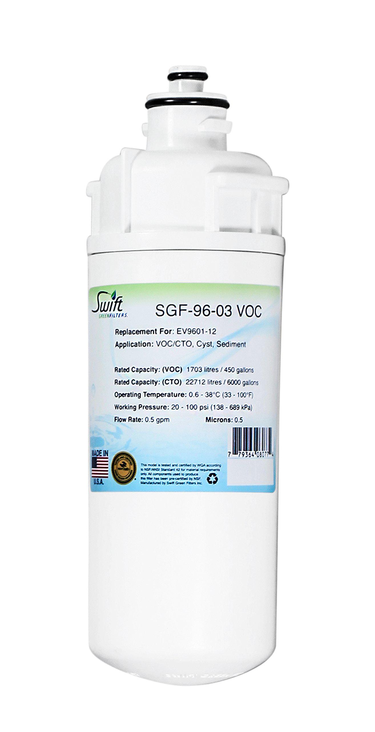 swift green filters cartridge: ac sgf-96-03 voc replacement water filter for everpure ev9601-12 (1pack), 1 pack, white
