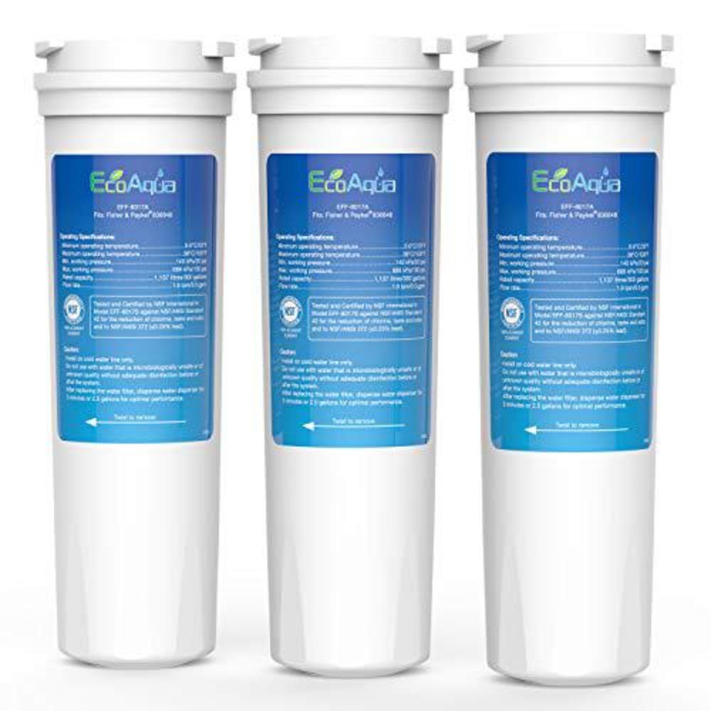 SUPCO ecoaqua eff-6017a replacement filter, compatible with fisher&paykel 836848, 836860, wf296, e522b, ps2067635, 3 pack