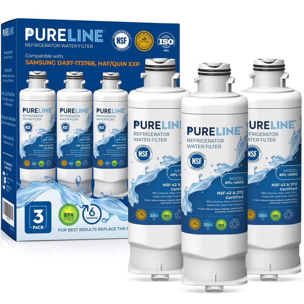 pureline da97-17376b samsung water filter replacement, haf-qin/exp refrigerator water filter replacement. (3 pack)
