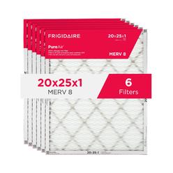 frigidaire pureair 20x25x1 merv 8 allergen electrostatic pleated air conditioner hvac ac furnace filters - 6 pack (exact dime