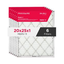 frigidaire pureair 20x25x1 merv 11 prem allergen electrostatic pleated air conditioner hvac ac furnace filters - 6 pack (exac