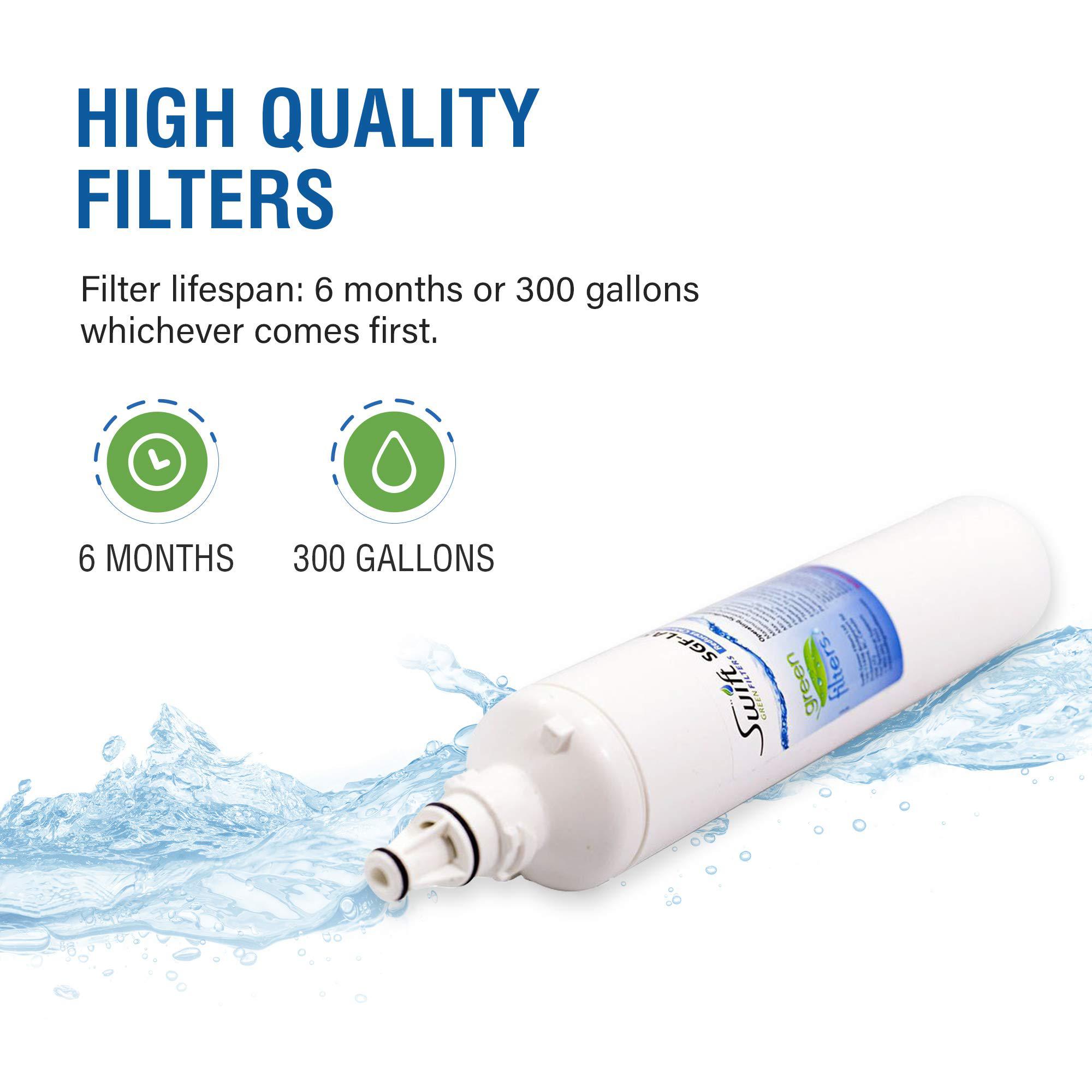 swift green filters sgf-la50 compatible refrigerator water filter for lt600p, 5231ja2006a, 46-9990,eff-6003a, eff-6004a (3 pa