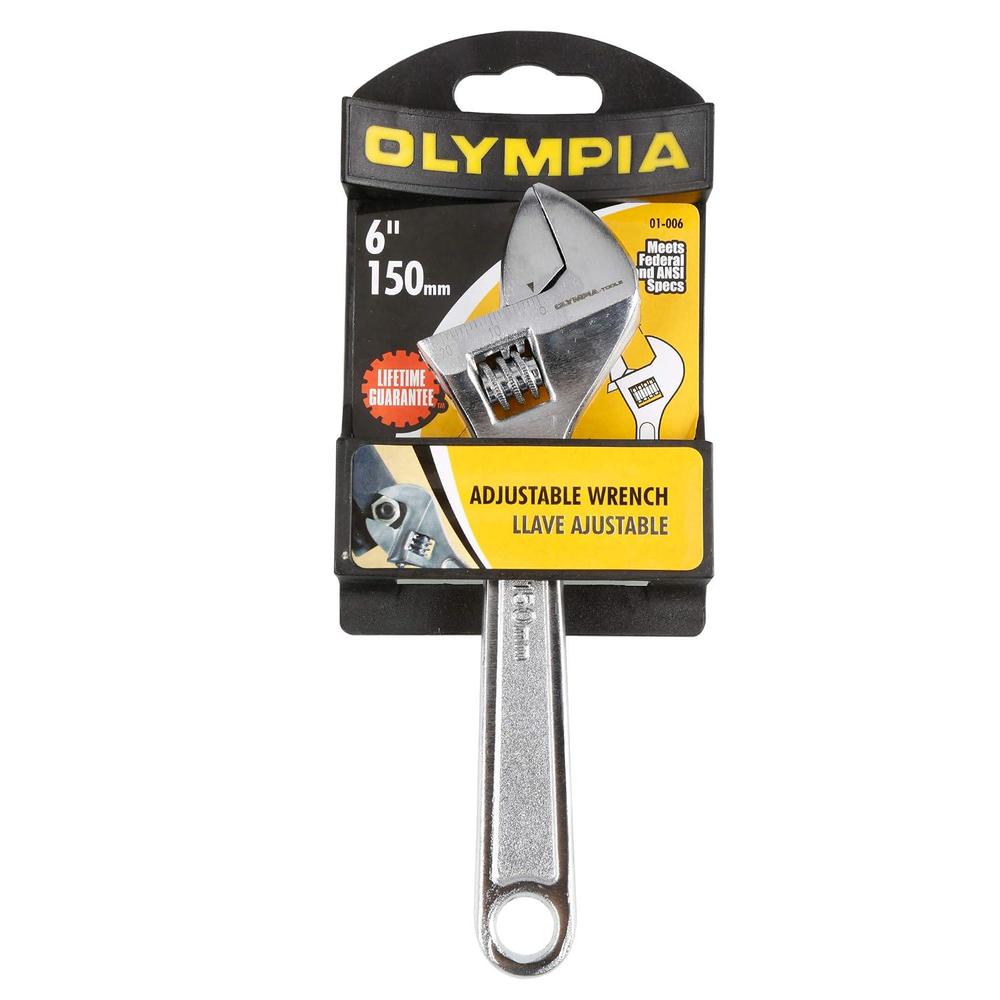 olympia tools adjustable wrench 6 inches, drop forged, chrome plated and fully polished, multiple sizes