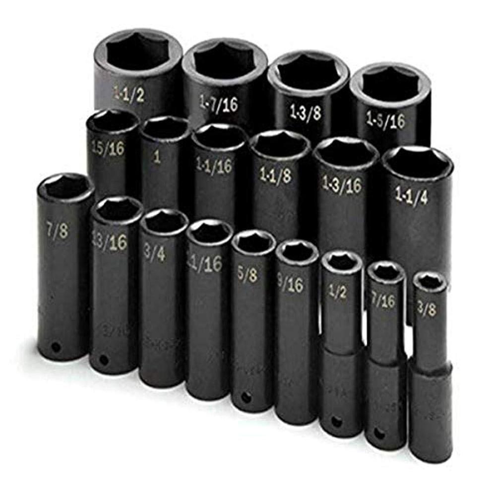 sk hand tool 4049 19-piece 1/2-inch drive 6 point deep fractional impact socket set