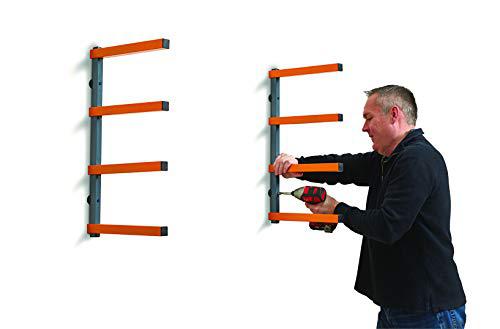 Wood Organizer And Lumber Storage Rack Wall Mount, Heavy Duty Cantilever Lumber Organizer Metal Shelf 4 Level Workshop Garage Indoor Outdoor