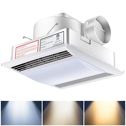 165 CFM Bathroom Exhaust Fan With 6500K LED Light - 4" Duct, Quiet 2.5 Sones 10 thumbnail image