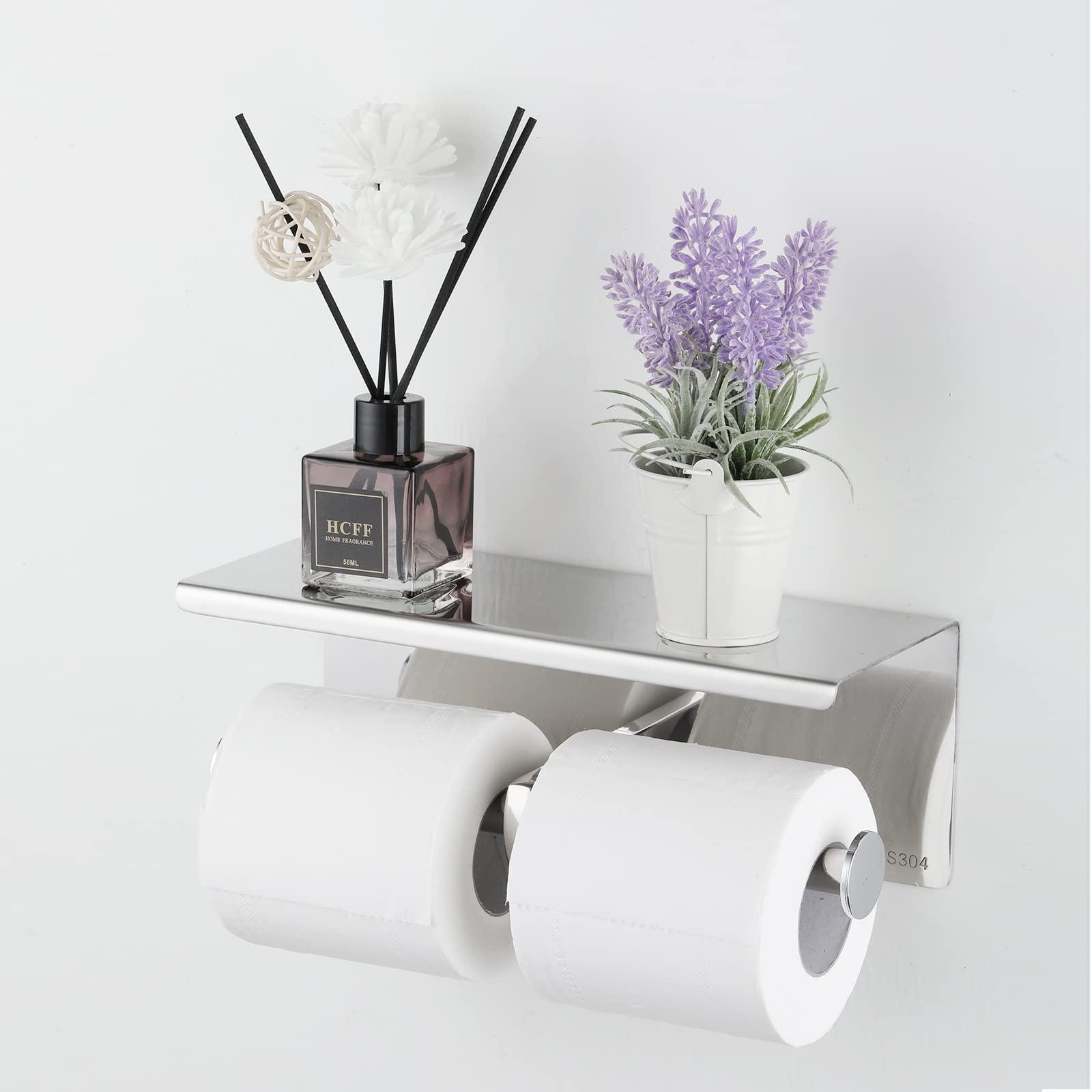 Toilet Paper Holder Pivoting Round Toilet Roll Holder For Mega Roll Modern Stainless Steel Metal Tissue Roll Hangers Tp Holder Storage Wall Mount...