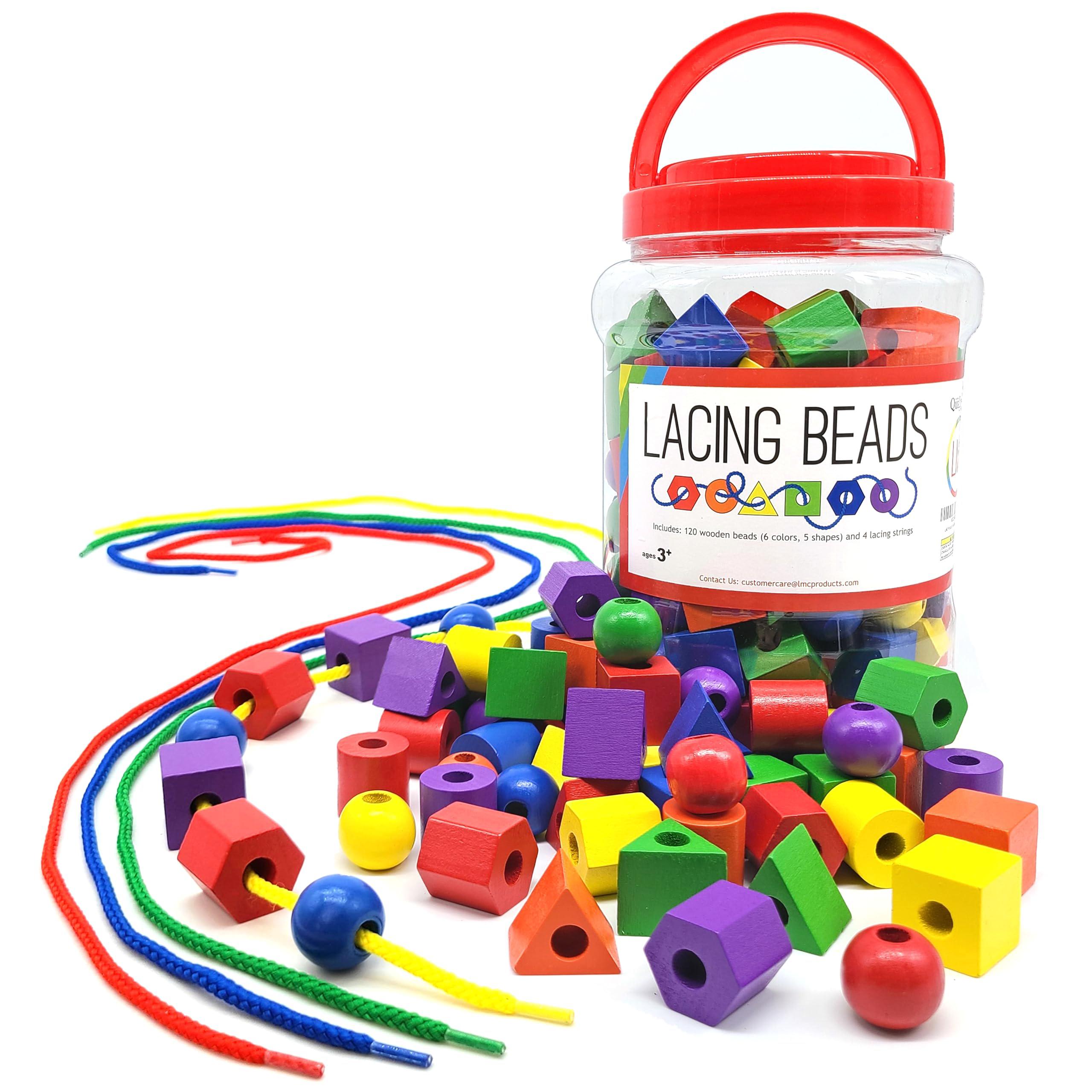LMC Products lmc products wooden lacing beads strings 125 pieces
