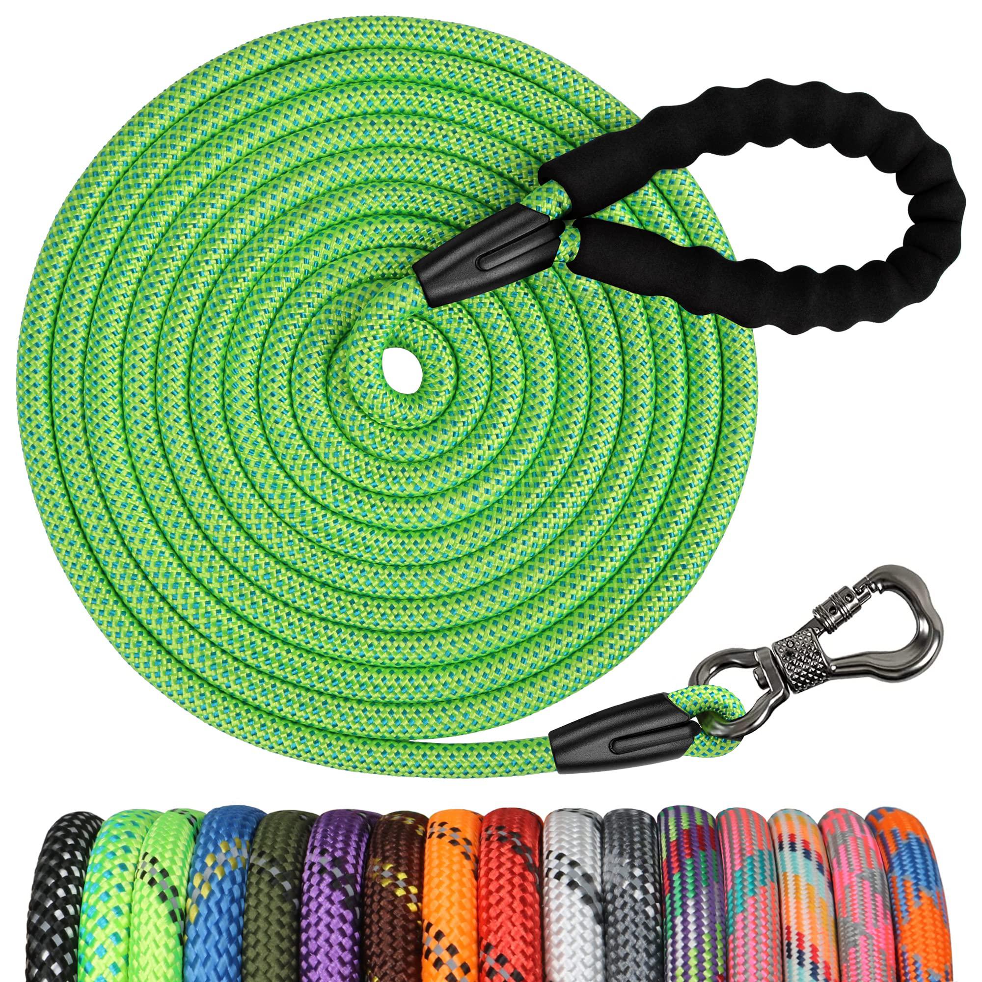 NTR ntr 50ft long dog leash, rope dog leash with swivel lockable hook and  comfortable padded handle, dog training leash lead for