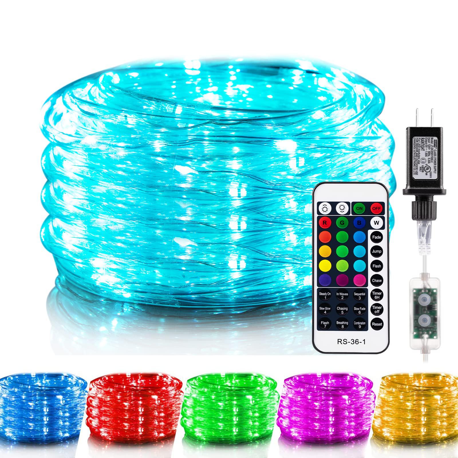 Minetom color changing rope lights: outdoor string lights with