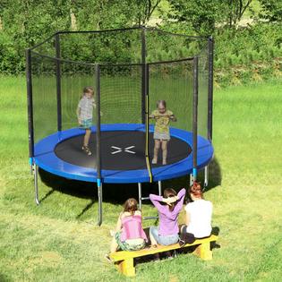 SKOK skok 8ft trampoline for kids with enclosure net, 400lbs