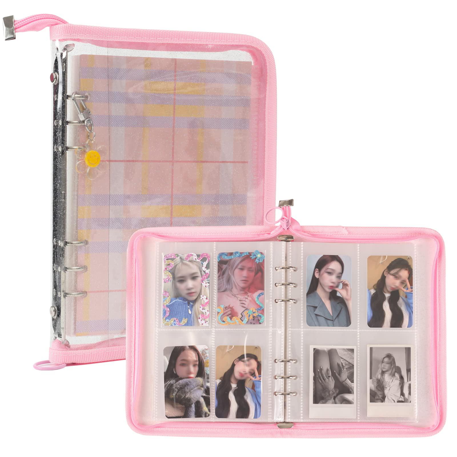 Neffliwe 4-pocket kpop photocard holder book with 30pcs inner pages 6 ring  a5 photocard binder card collect book hold up to 240 cards