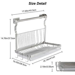 TQVAI tqvai stainless steel dish drying rack with drainboard, rod
