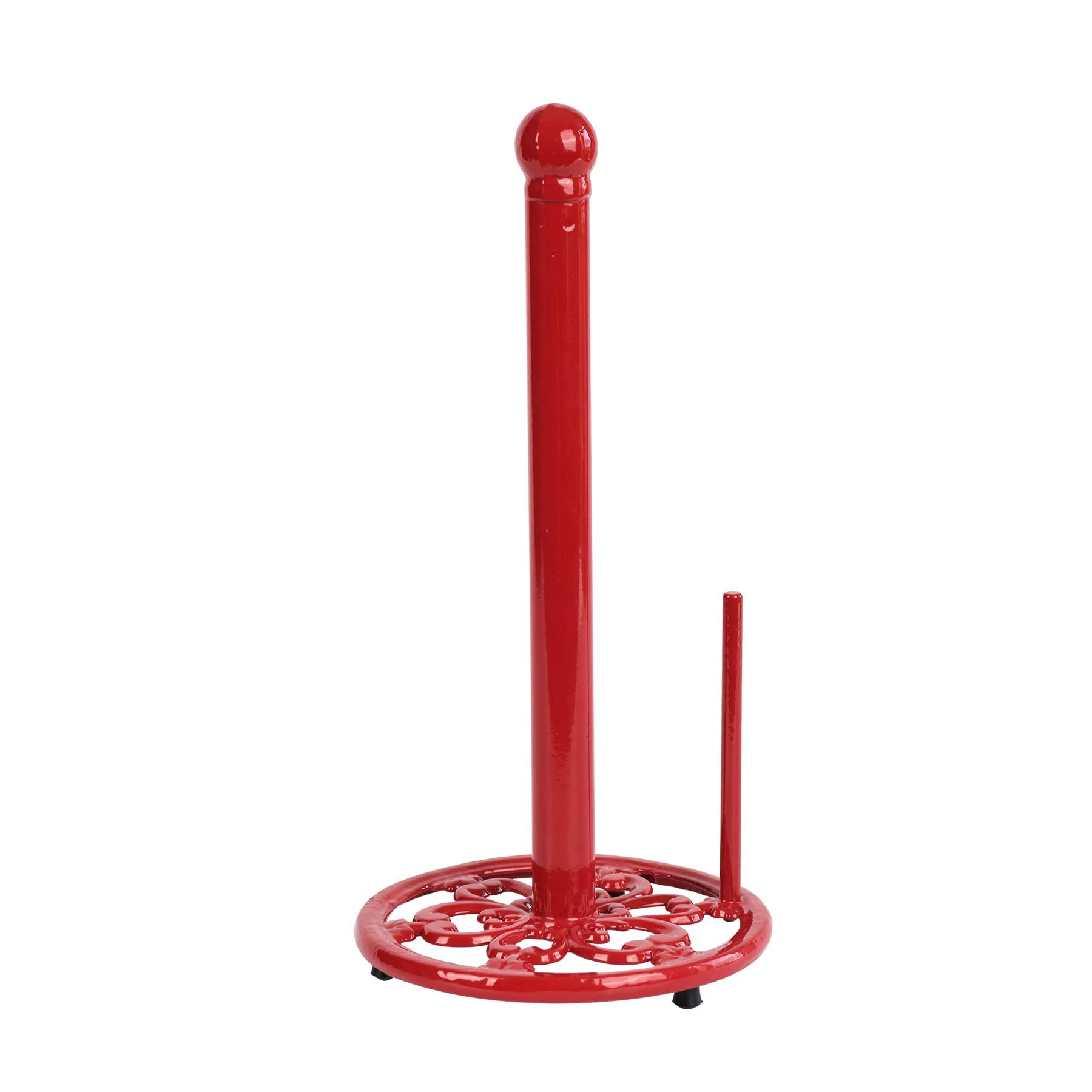 minluful red paper towel holder stand vintage cast iron weighted