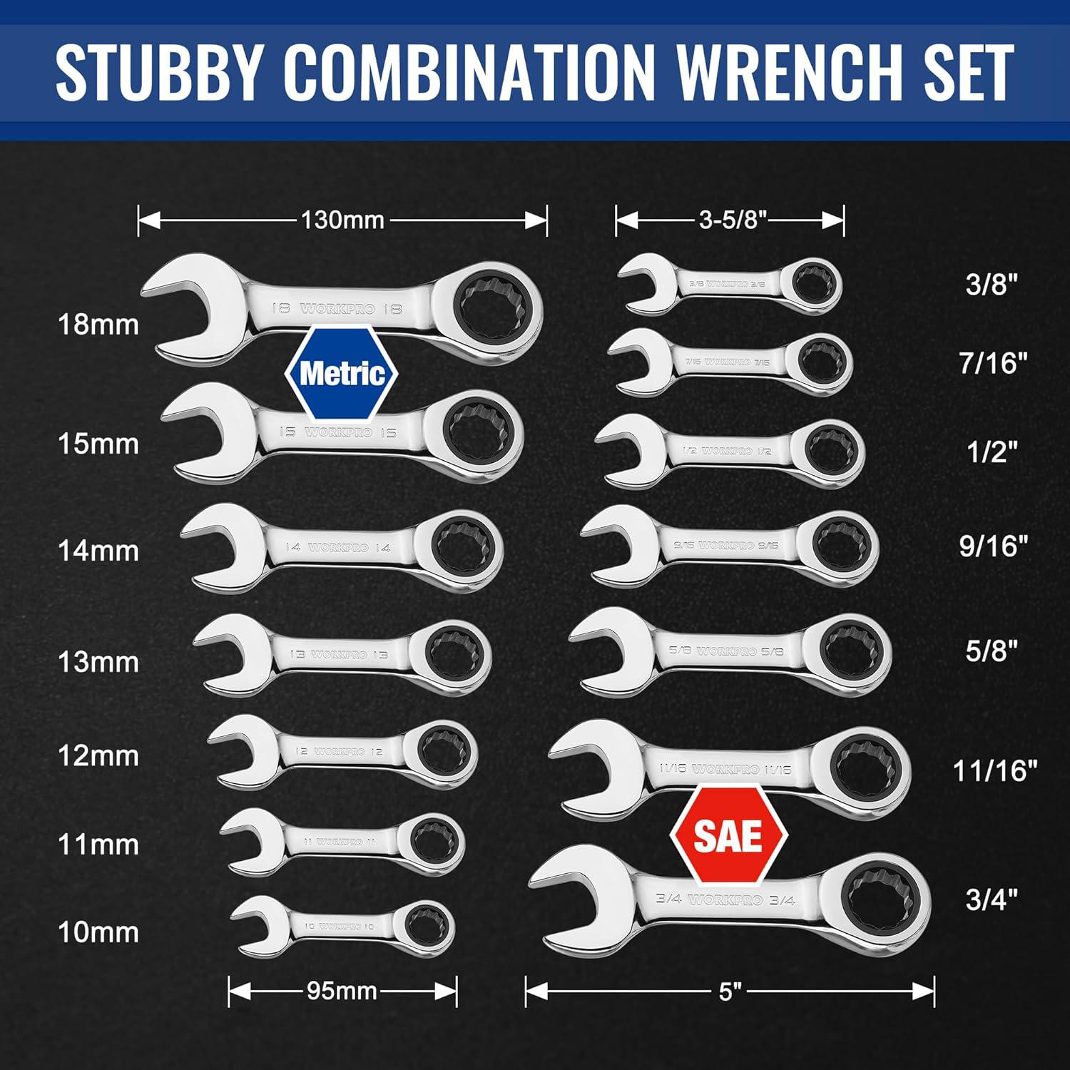 TEKTON Long Flex Head 12-Point Ratcheting Box End Wrench Set With 7-Piece (6-19 Mm) WRB96001