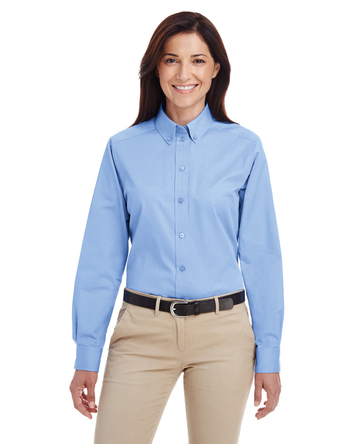 Harriton Women's Foundation 100% Cotton Long-Sleeve Twill Shirt with Teflon™