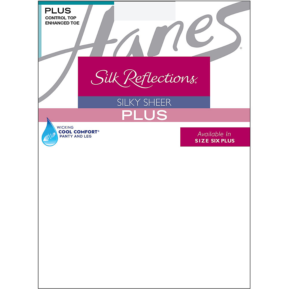 Hanes Silk Reflections Plus Sheer Control Top Enhanced Toe Pantyhose, COLOR White, SIZE 1PLUS