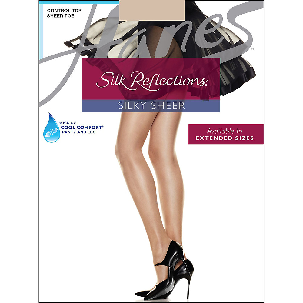 Hanes 717 Hanes Silk Reflections Control Top Sheer Toe Pantyhose, Travel Buff, SIZE A/B
