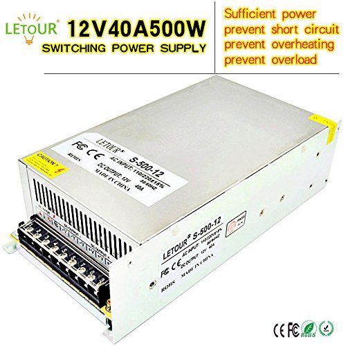 Letour Letour Dc 12v Power Supply 40a 500w Ac 96v 240v Converter Dc 12volt 40amp 500wat