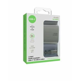 F7u041 05 Slv New Studio By Belkin 2 Port Home Charger 5ft