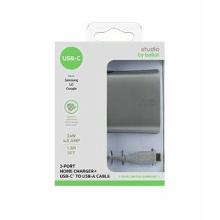 F7u041 05 Slv New Studio By Belkin 2 Port Home Charger 5ft