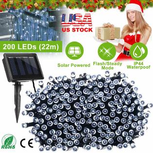 Imountek 200led Solar Powered Fairy String Lights 72ft Outdoor Xmas Garden Decor 22m