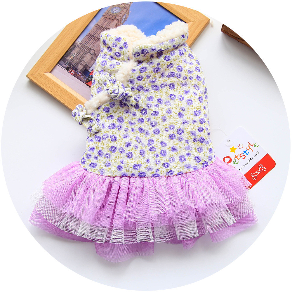 Pet Style Warm Dog Tutu Dress Skirt Winter Pet Cat Puppy Clothes