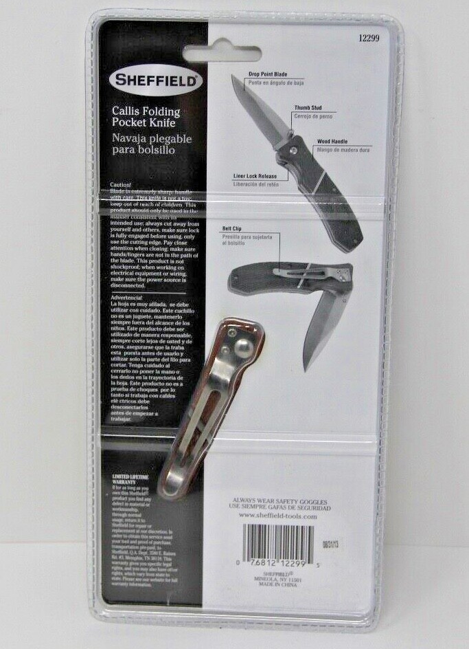Sheffield Sheffield Callis Folding Pocket Knife 12299 Wood Handle
