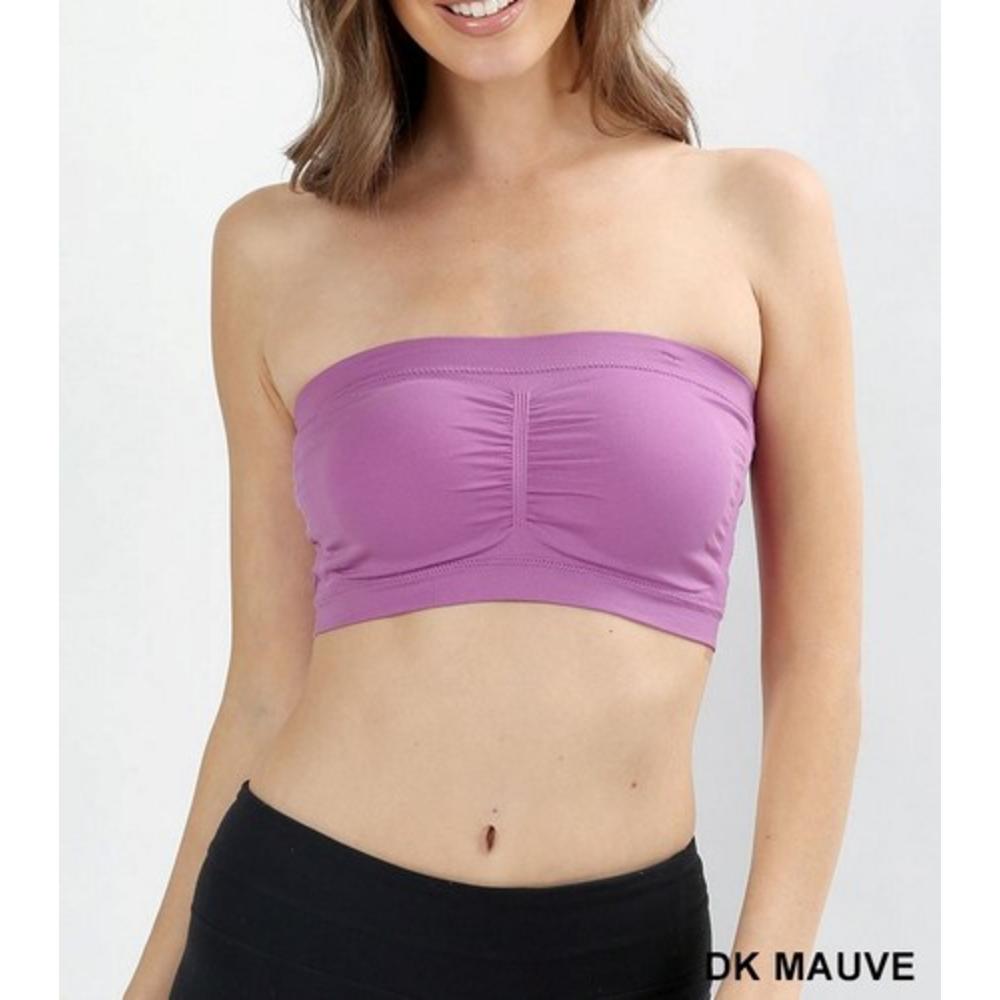 Zenana Outfitters Womens Bandeau Tube Top Seamless Built In Bra Padded Removable Strapless Stretch