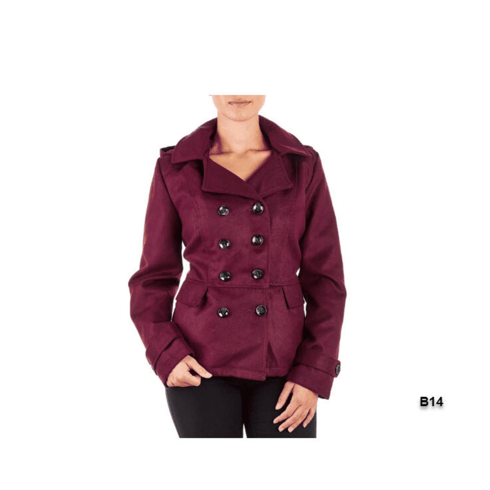 Celebrity Pink Juniors' Double-Breasted Hooded Peacoat Dark Burgundy Size XL~B14 Celebrity Pink Juniors' Double-Breasted Hooded Peacoat Dark Burgundy Size XL~B14