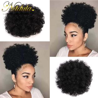 Nadula Synthetic Short Curly Hair Afro Ponytai Drawstring Wrap