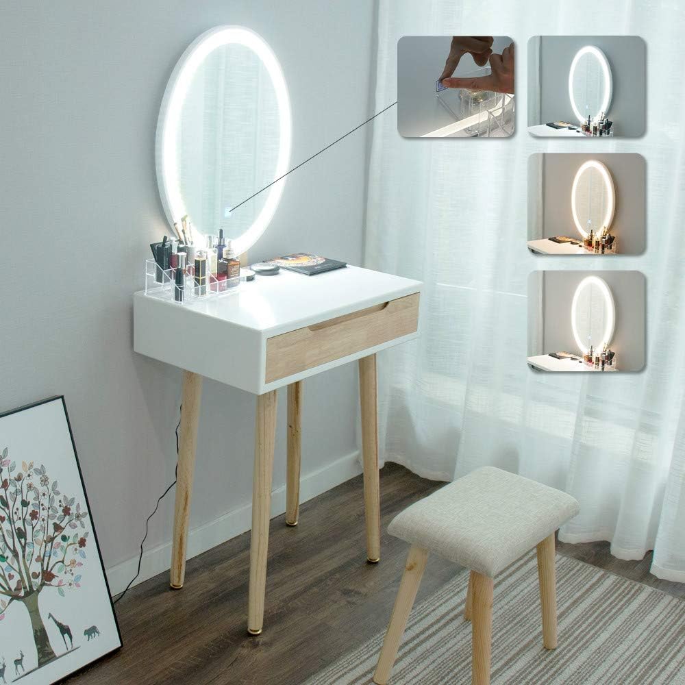 Elecwish Makeup Vanity Table Set With 3, Makeup Vanity Sets With Mirror