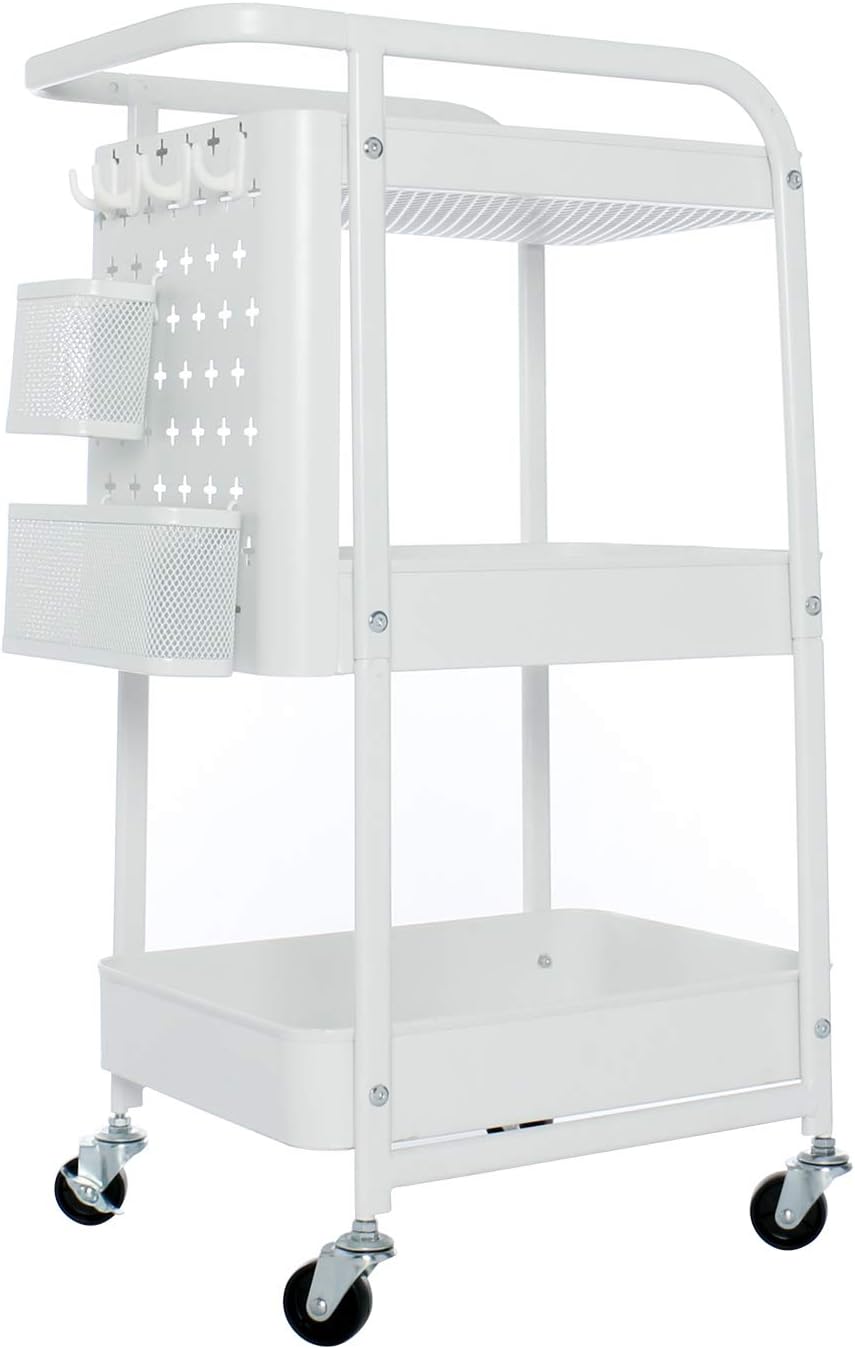 Elecwish 3 Tier Metal Storage Utility Cart with Wheels (W/2 ...