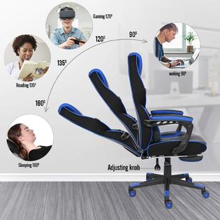 Elecwish Racing Gaming Chair with Footrest and Massage Lumbar Pillow, Swivel Height Adjustable racing chair lumbar pillow