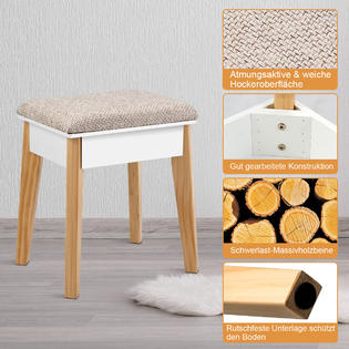 Costway Makeup Vanity Table Set W Cushioned Stool Compact Dressing Table Christmas Gift