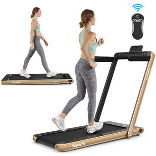Costway 2.25HP 2 in 1 Folding Treadmill Jogging Machine Dual Display W