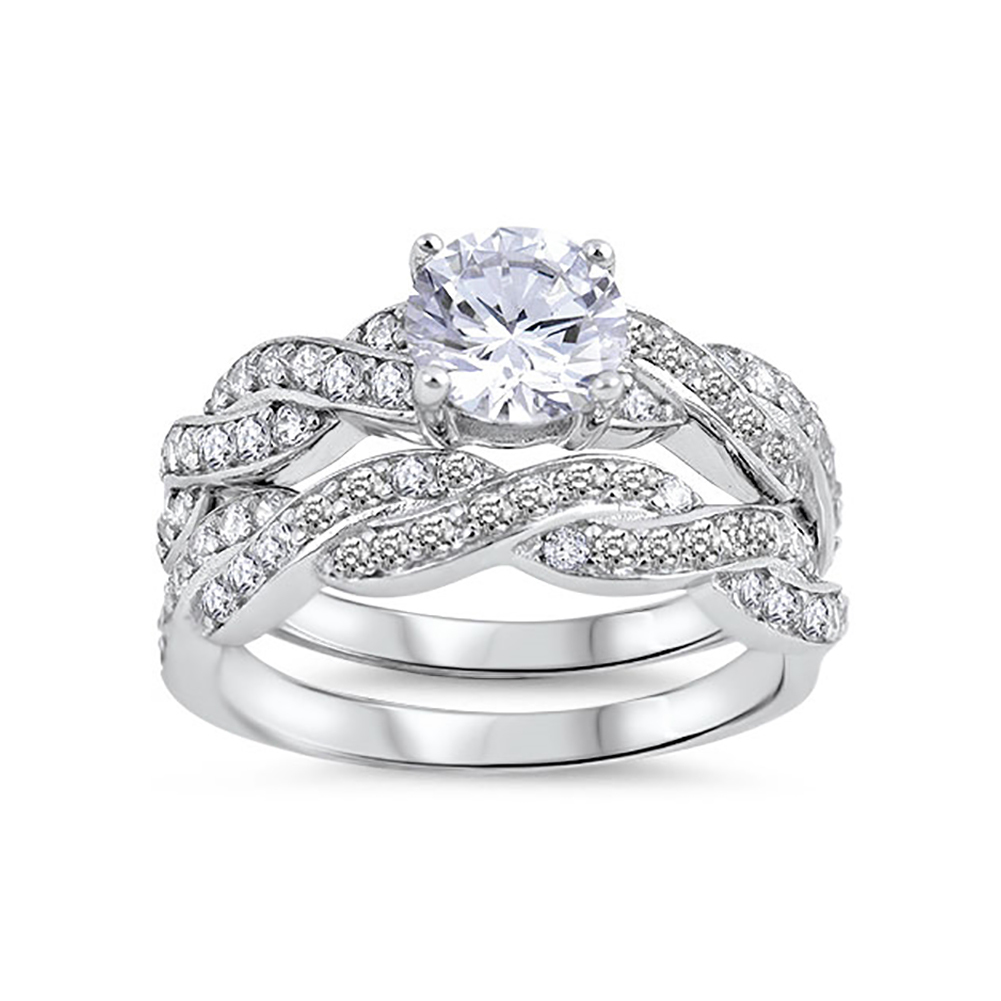 Blue Apple Jewelry Fancy Wedding Bridal Set Ring Band Twisted