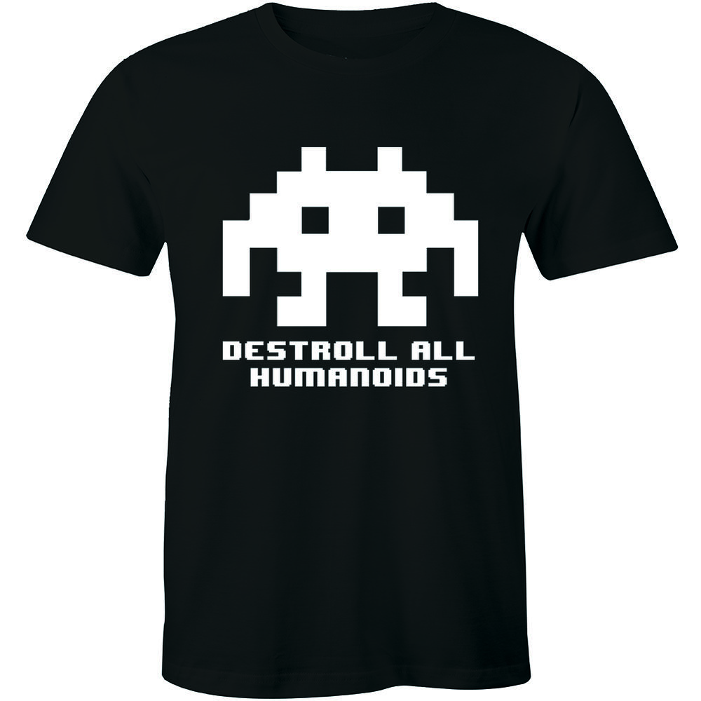Half It Destroy All Humanoids with Robot Image T-Shirt for Men
