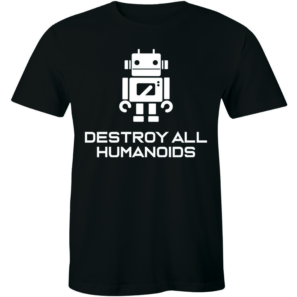 Half It Destroy All Humandois With Robot Image T-Shirt for Men