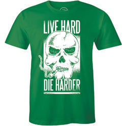 Half It Live Hard Die Harder with Smoke Human Skeleton Crew Neck T-Shirt