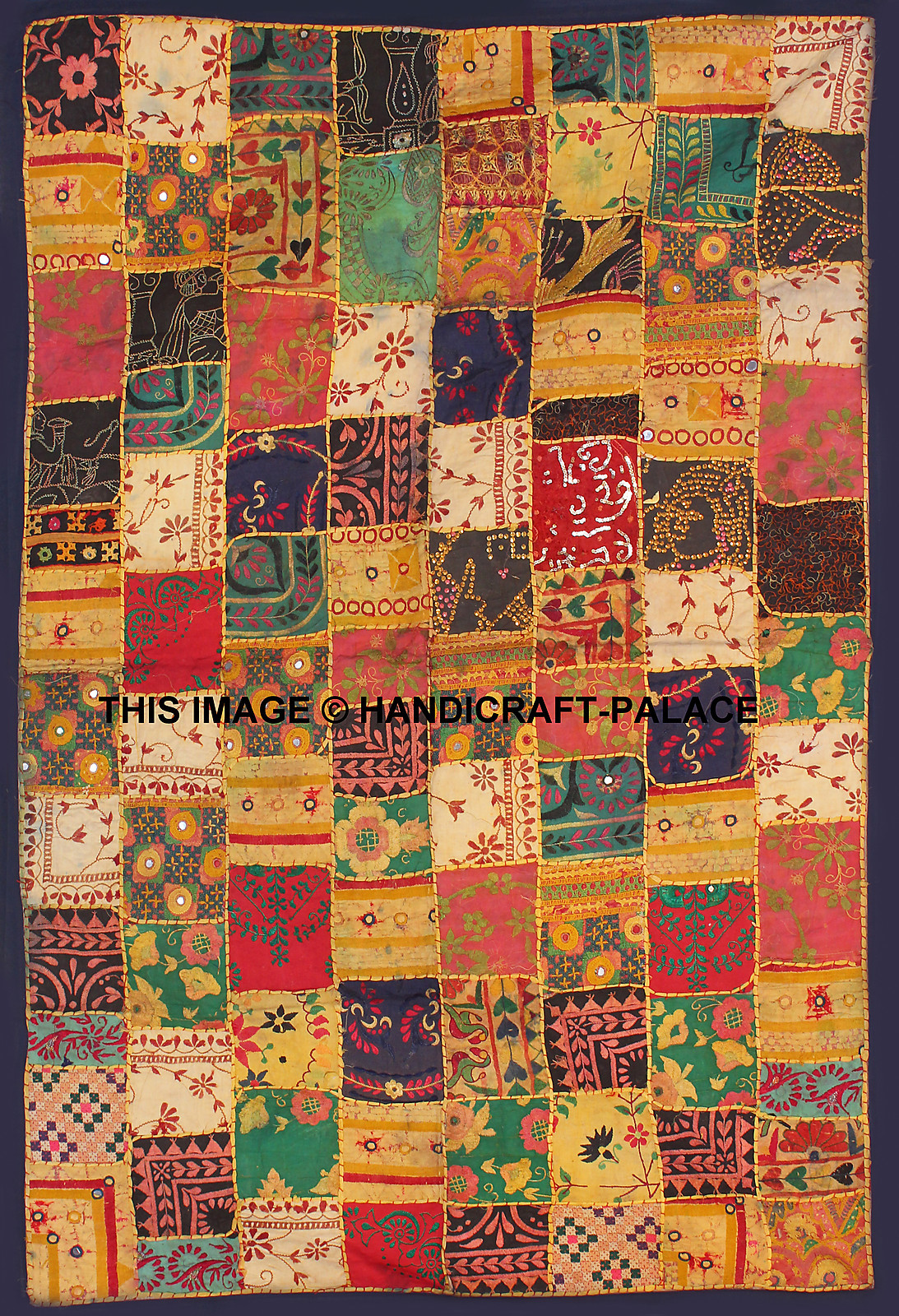 Handmade Vintage Patchwork Antique Tapestry Ethnic Indian Art Home