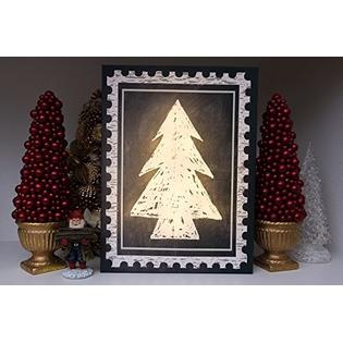 Wall Art Canvas Christmas Tree Led Light Up Holiday Home Decor