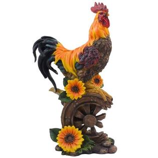 Home N Gifts Rooster Statue Figure Sunflower Decor Wagon Wheel