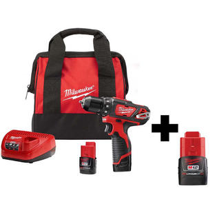 Milwaukee M12 12 Volt Lithium Ion Cordless 3 8 In Drill Driver Kit With Free M12 2 0ah Ba