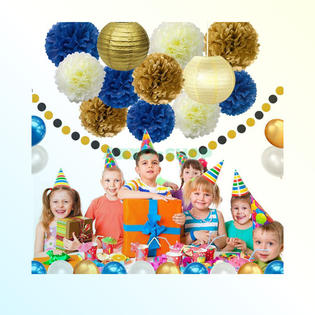 Lillypet 45pcs Diy Navy Blue Gold Party Decorations Supplies Blue Birthday Baby Shower