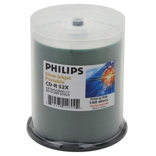 CD7M50B00 17 200 52X Philips Silver Inkjet HUB Printable CD R Disc cd7m50b00-17-200-52x-philips-silver-inkjet-hub-printable-cd-r-disc