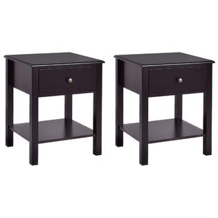 Goplus 2 Pcs Nightstand End Table Storage Display Bedroom