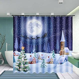 Beddinginn Christmas Shower Curtain Sets Moon 3d Vivid Nature