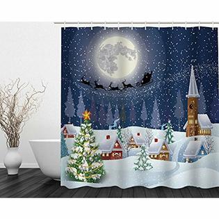 Beddinginn Christmas Shower Curtain Sets Moon 3d Vivid Nature