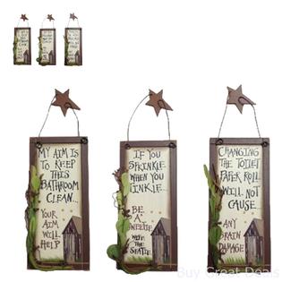 Ohio Wholesale Etiquette Bathroom Signs 3 Piece Set Hanging Home Decor Bath Tub Wood Plaque New